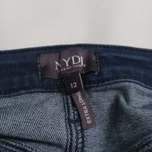 NYDJ Dark Denim Wash Barbara Bootcut Extra Long LiftXTuck Tech Jeans Women's 12 - Picture 3 of 12